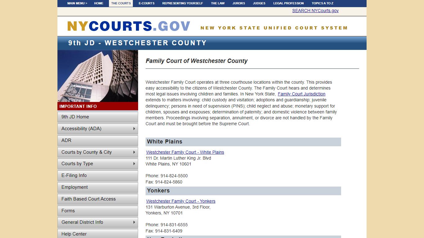 Family Court of Westchester County | NYCOURTS.GOV - Judiciary of New York